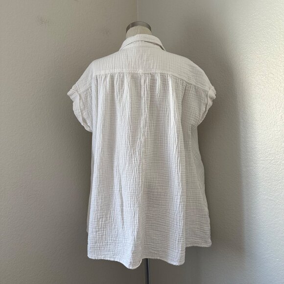 Aritzia Little Moon Gauzed Cotton Mini Dress Short Sleeve Minimalist White M - Picture 3 of 13